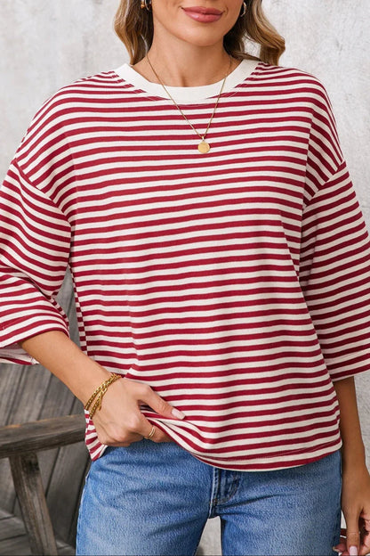 Stripe Bow Back Cutout Tee