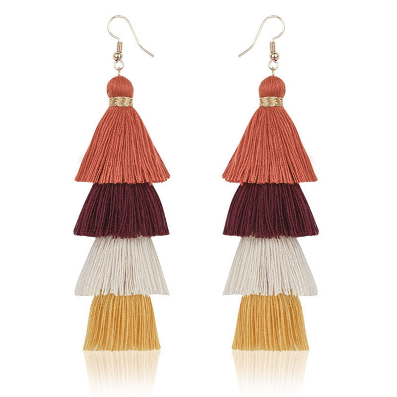 Tiered Tassel Statement Earrings