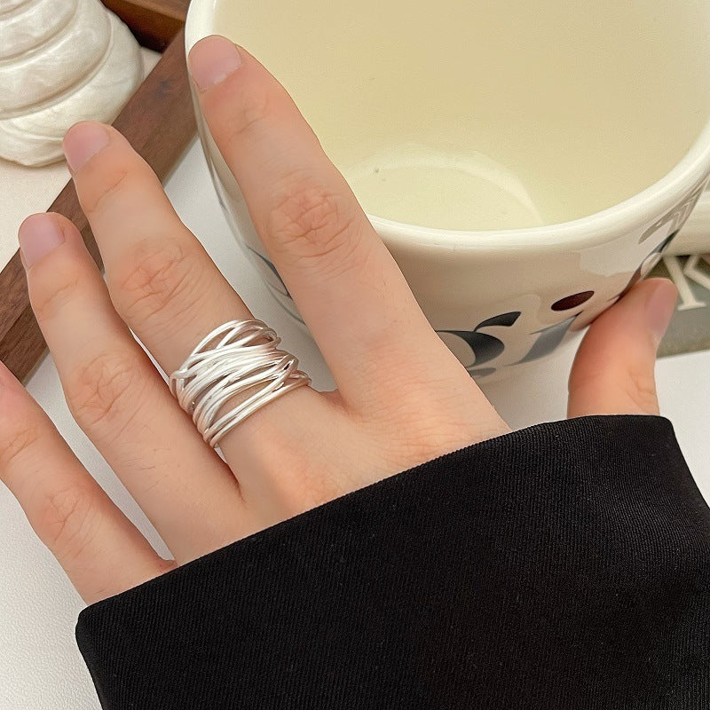 Sculpted Multi-Band Statement Ring