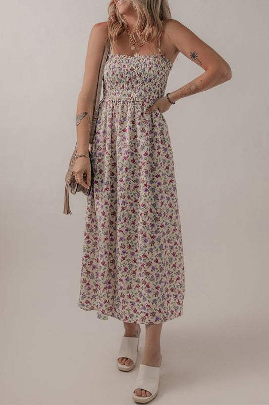 Boho Floral Smocked Maxi Sundress