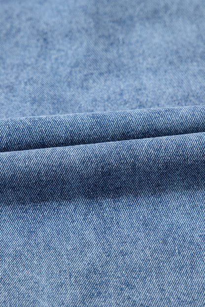 Denim Collared V-Neck Pocketed Dress