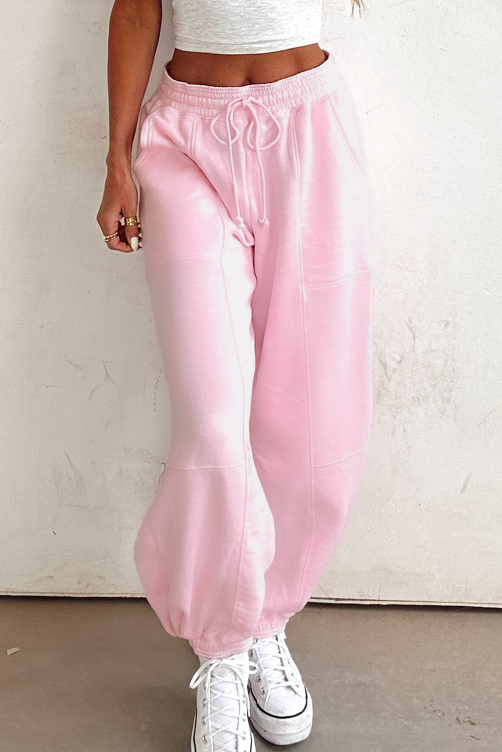 Solid Drawstring Waist Jogger Pants