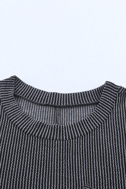 Corded Knit Pocketed T-Shirt Dress