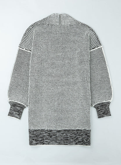 Plaid Open Front Long Cardigan