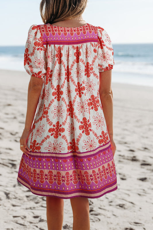 Boho Floral Short Sleeve Dress