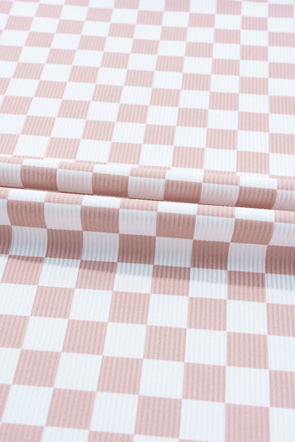 Checker Ribbed Knit Crewneck T-Shirt