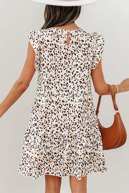 Leopard Flutter Sleeve Mini Dress