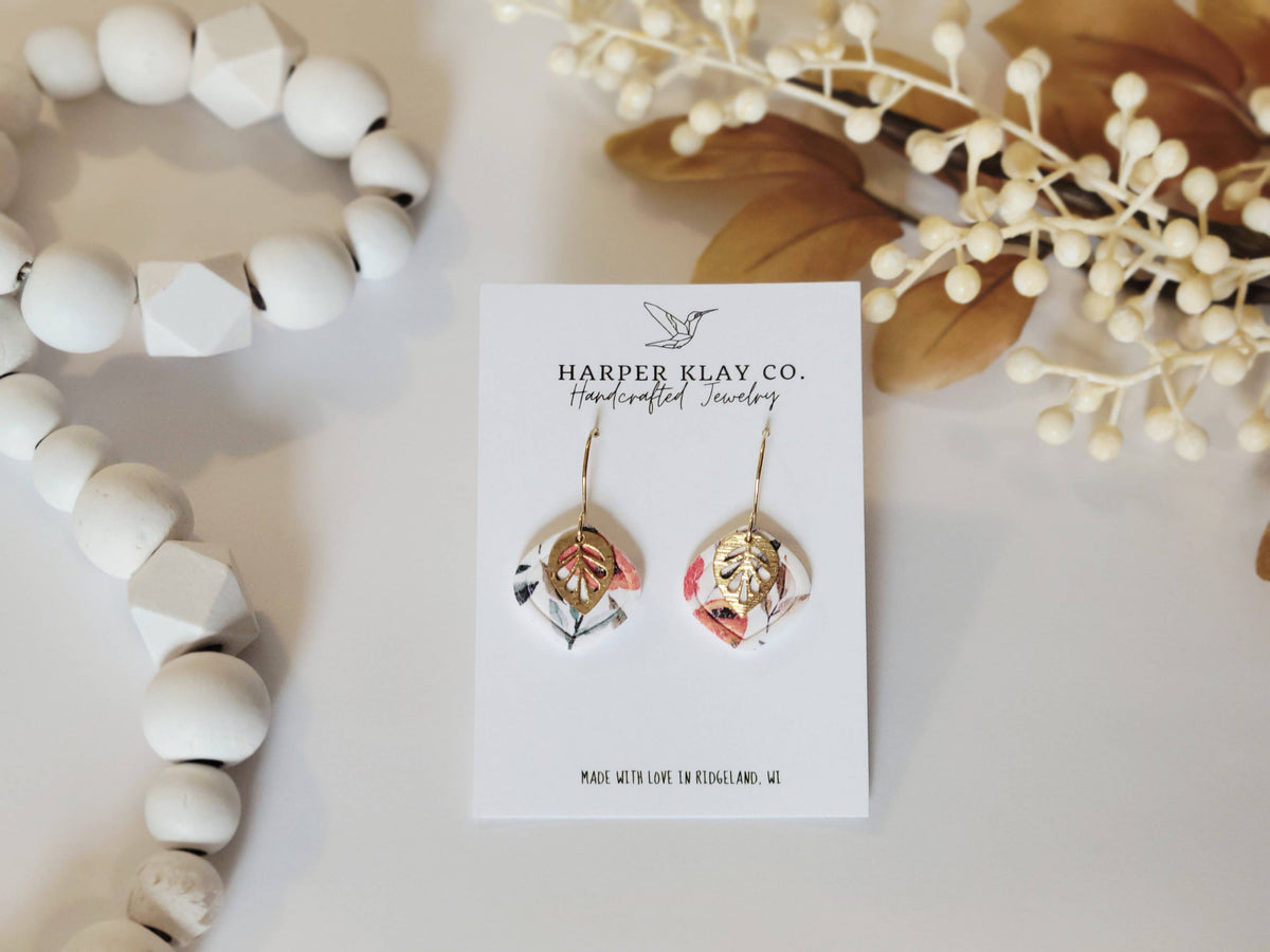 The Floral Leaf Set -  Polymer Clay Earrings