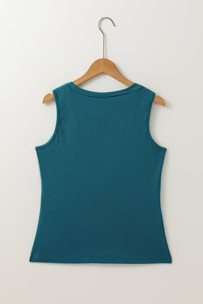 Solid Crisscross Stitching Tank Top