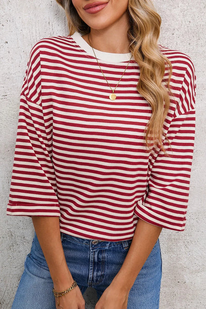 Stripe Bow Back Cutout Tee