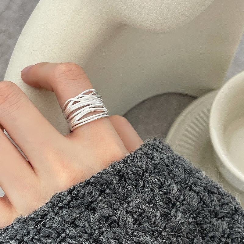 Sculpted Multi-Band Statement Ring