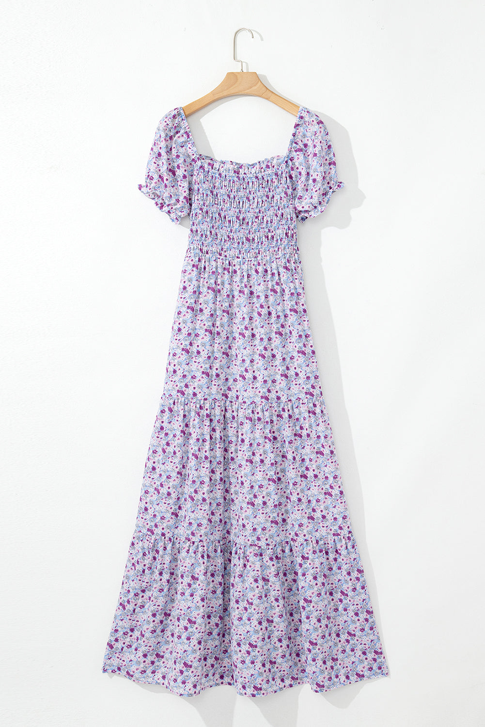 Floral Bubble Sleeve Maxi Dress