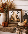 Spooky Ghost Framed Fall Wood Sign