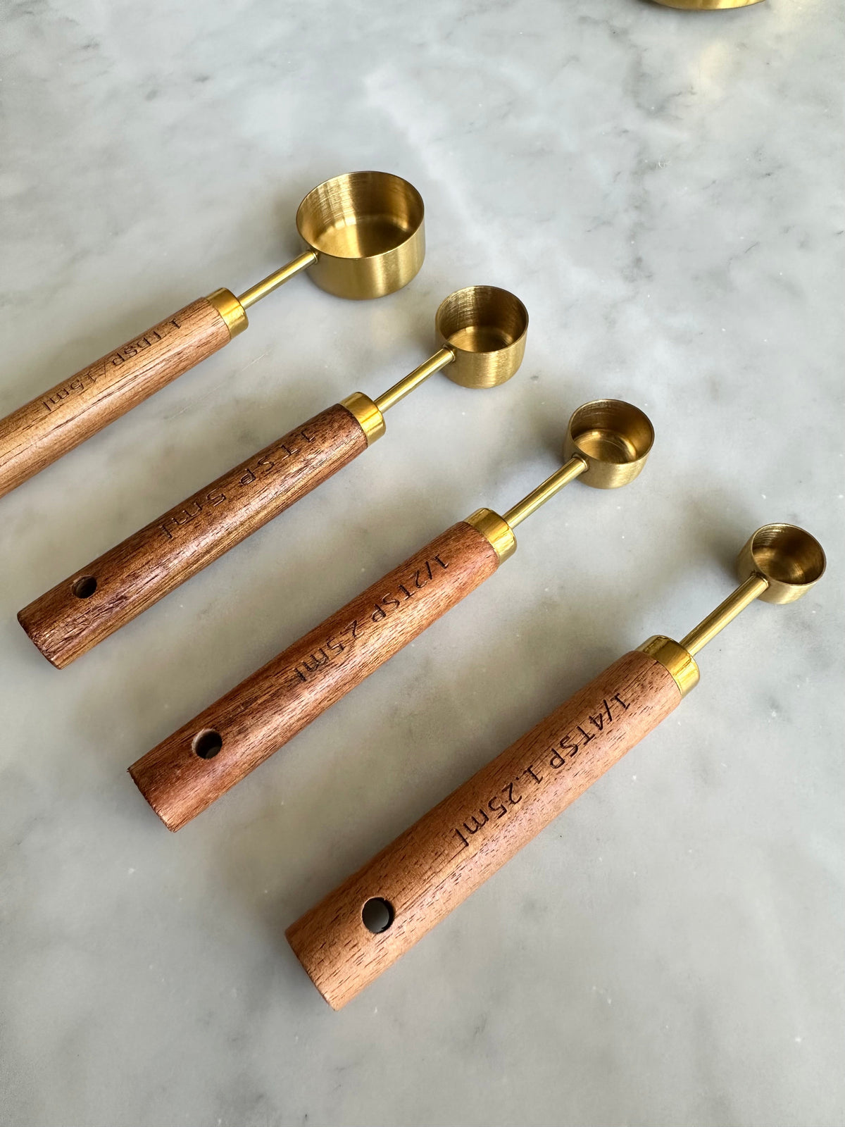 Montecito Acacia Wood and Gold Measuring Cups