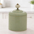 Ribbed Metal Canister with Lid 8"H