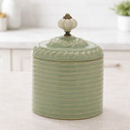 Ribbed Metal Canister with Lid 8"H