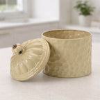 Ribbed Metal Canister with Lid 8"H