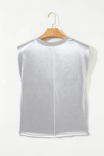 Metallic Crewneck Tank Top
