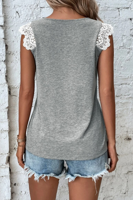 Lace Patchwork V-Neck Tank Top