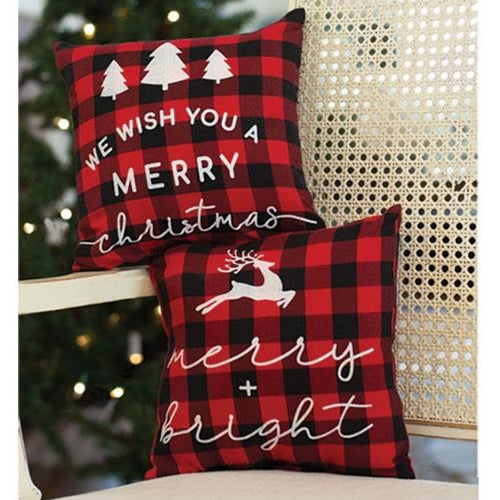 *Merry and Bright Buffalo Check Pillow