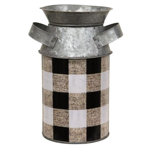 *Black & White Buffalo Check Milk Can Large