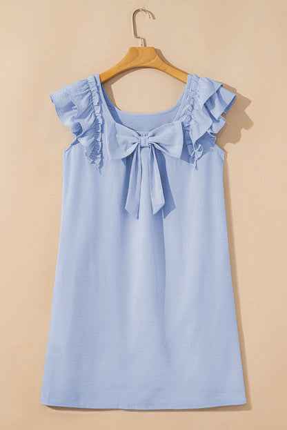 Textured Bow Back Mini Dress
