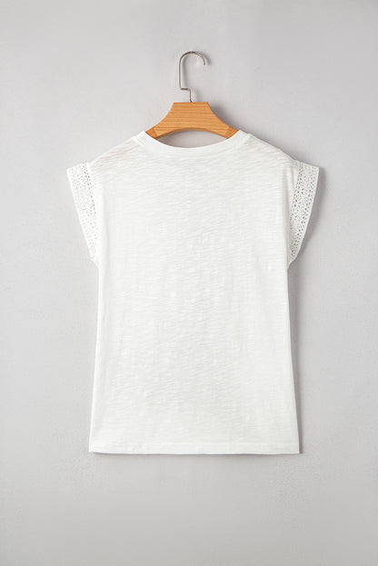 Lace Patchwork Cap Sleeve T-Shirt