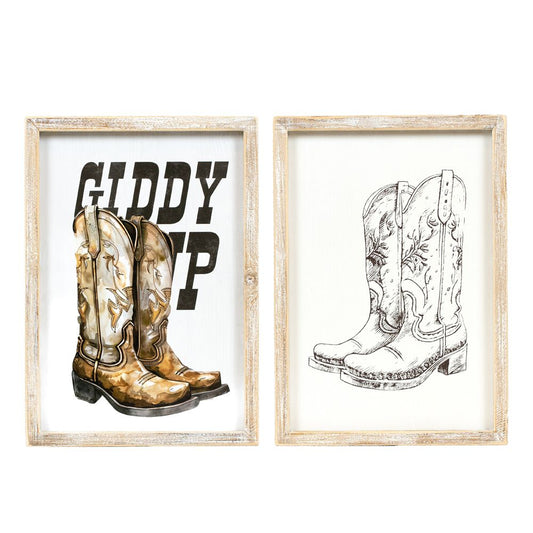 Reversible wood frame sign (GIDDY) multicolor Giddy Up Collection