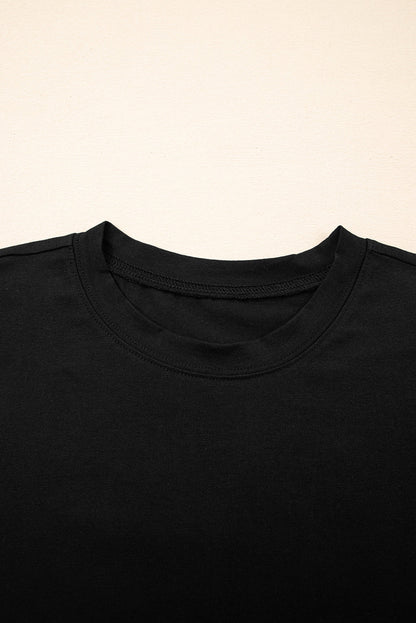 Solid Ruffle Sleeve Crewneck Top