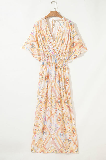 Boho Geometric V-Neck Maxi Dress