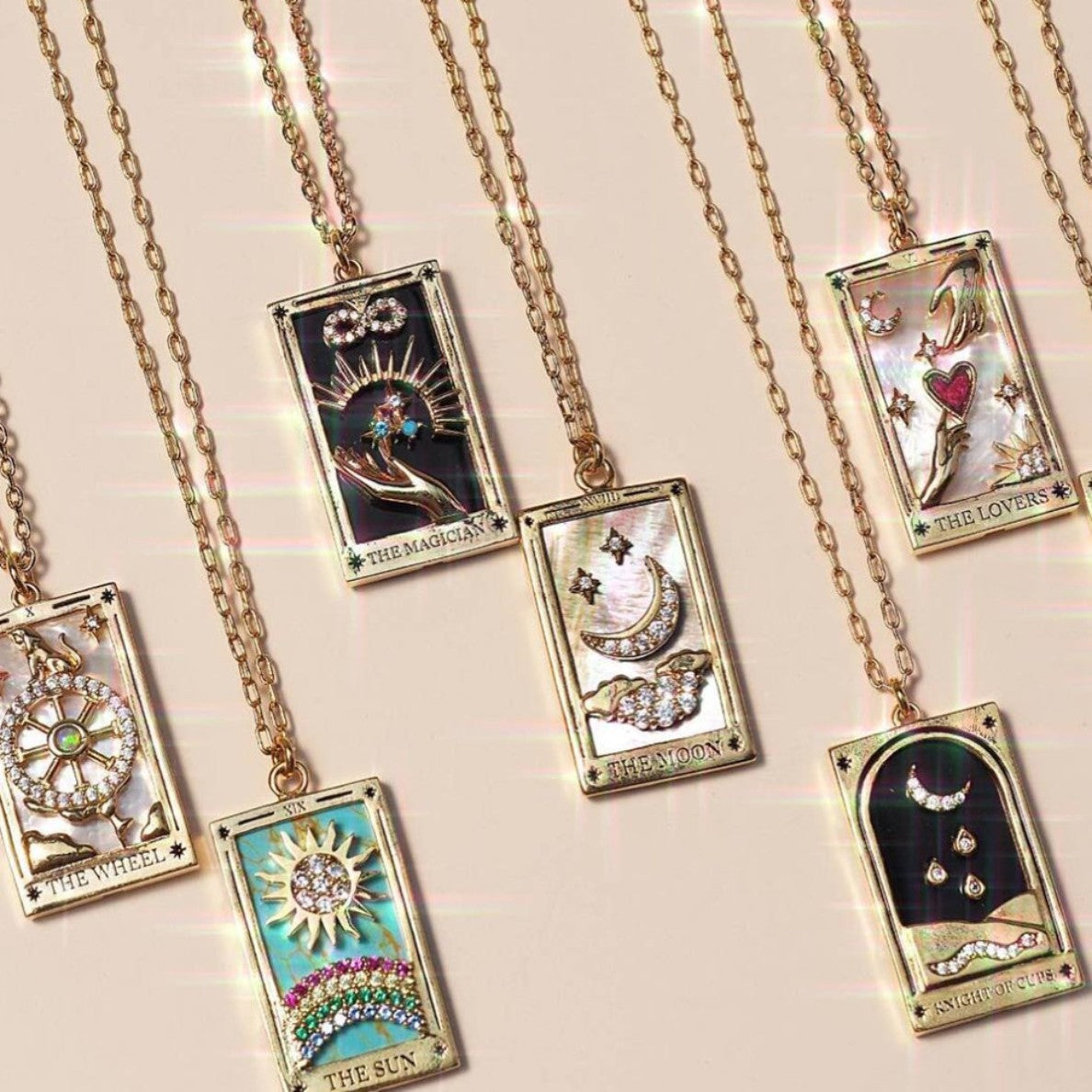 Enamel Tarot Card Pendant Necklace Collection