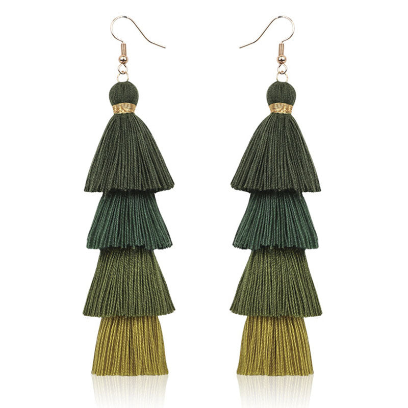 Tiered Tassel Statement Earrings