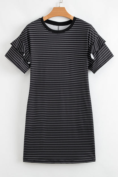 Stripe Ruffle Sleeve T-Shirt Dress