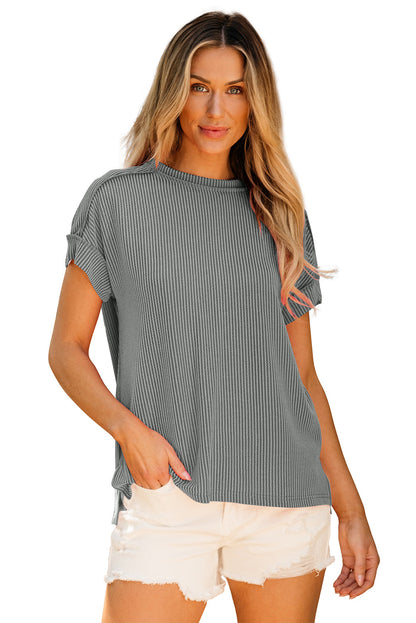Corded Knit Reverse Seam T-Shirt