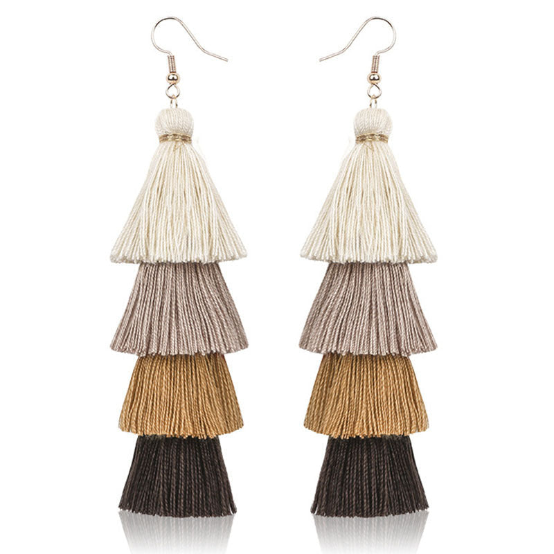Tiered Tassel Statement Earrings