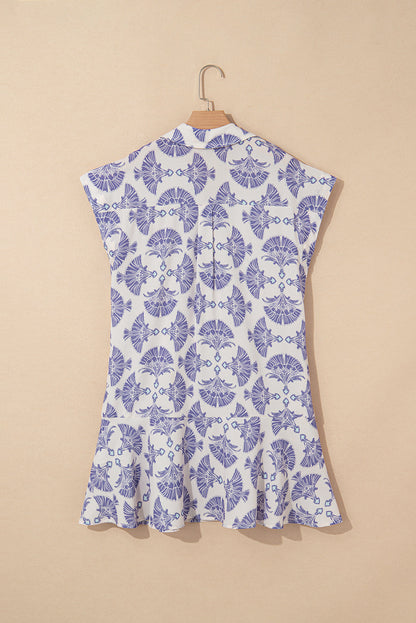 Boho Half Button Collared Mini Dress