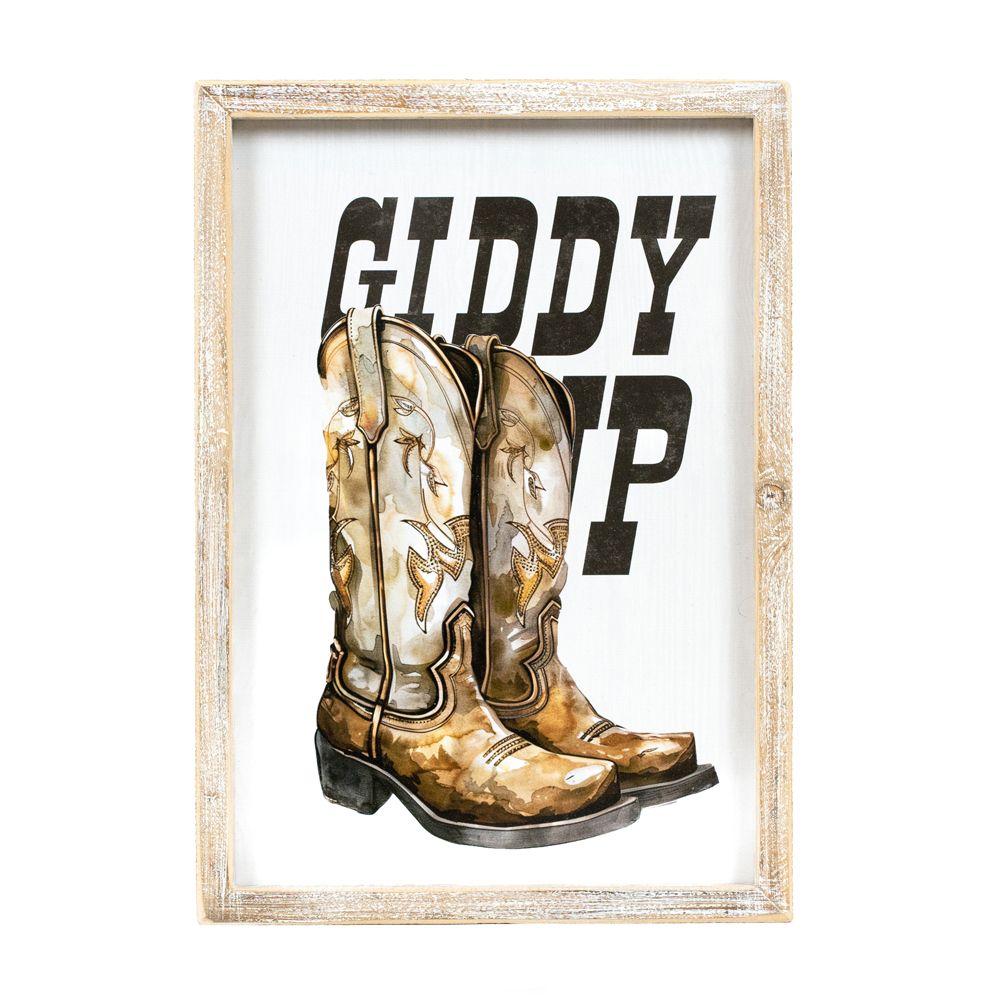 Reversible wood frame sign (GIDDY) multicolor Giddy Up Collection