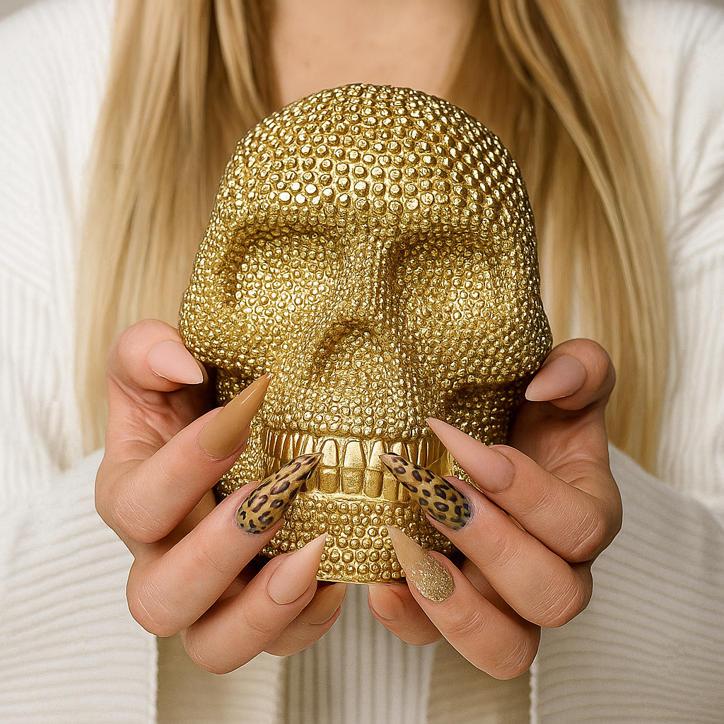 Skull Halloween Figurine in Silver or Gold