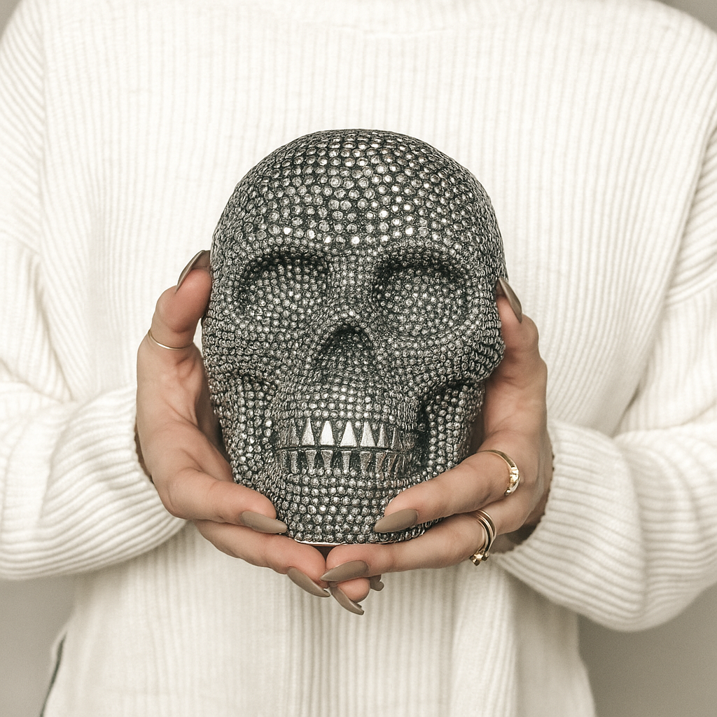 Skull Halloween Figurine in Silver or Gold