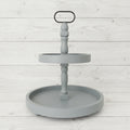 Farmhouse Gray Round Tiered Tray