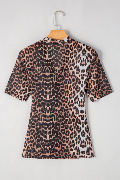 Leopard Wrap V-Neck Top