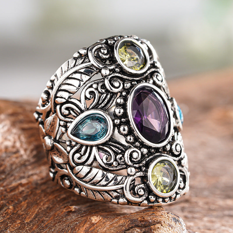 Vintage Amethyst-Inspired Filigree Ring