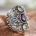 Vintage Amethyst-Inspired Filigree Ring