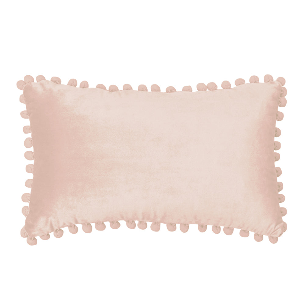 Velvet Pom-Pom Lumbar Throw Pillow with Insert, 12''x20''