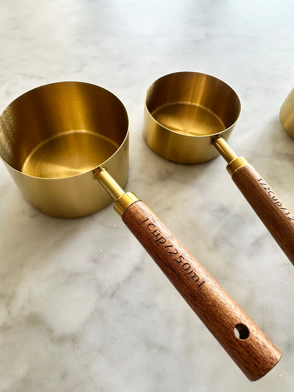 Montecito Acacia Wood and Gold Measuring Cups