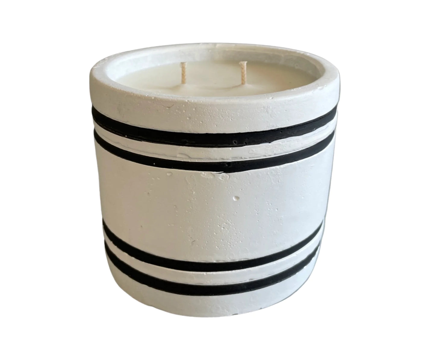 Luxury Small Striped Stone Candle - Harvest