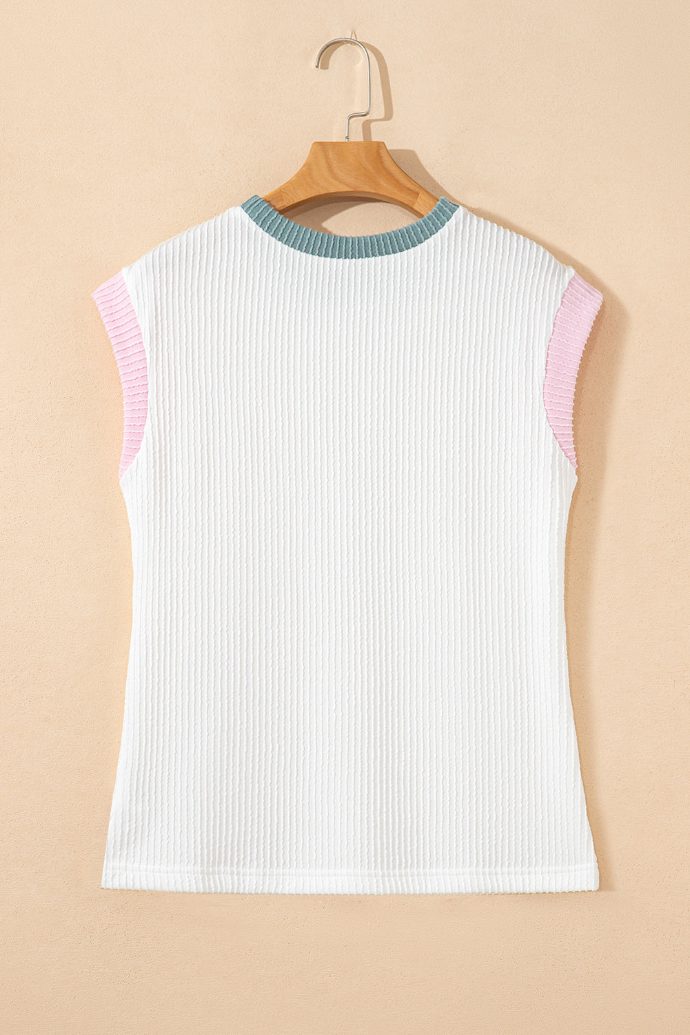 Colorblock Corded Knit Crewneck Tee