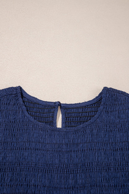 Smocked Short Sleeve Midi Dress