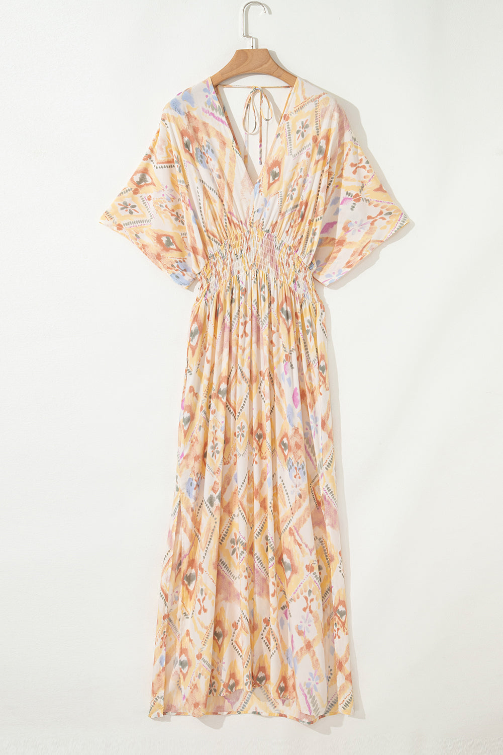 Boho Geometric V-Neck Maxi Dress