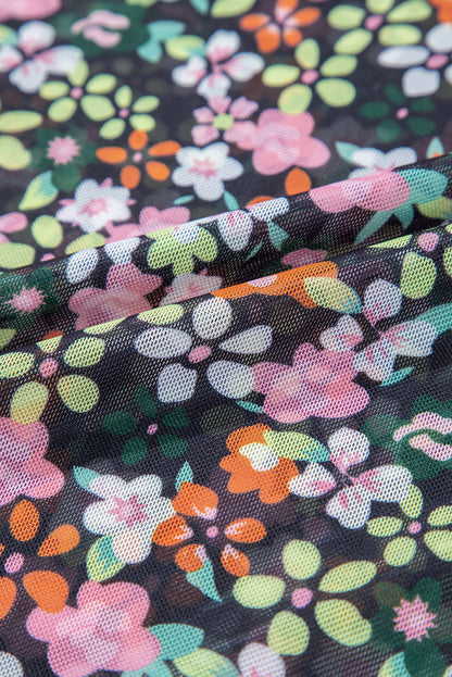 Floral Sheer Mesh T-Shirt